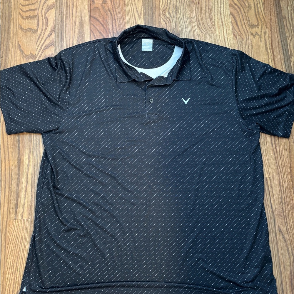 Callaway Men’s Black Polo with Subtle Diagonal Print